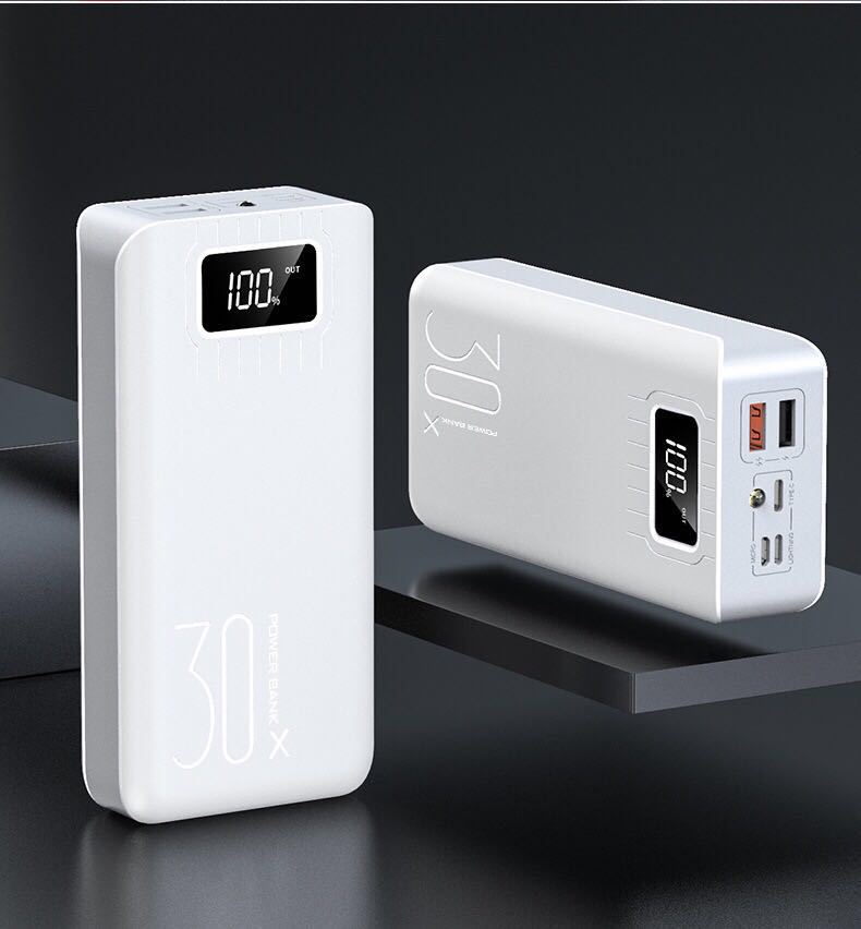 New digital display large capacity power bank 30000 mAh three input ports travel portable fast charging mobile power bank