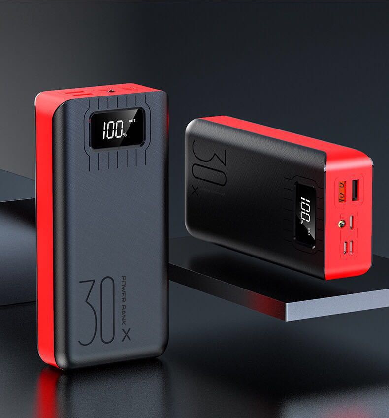 New digital display large capacity power bank 30000 mAh three input ports travel portable fast charging mobile power bank