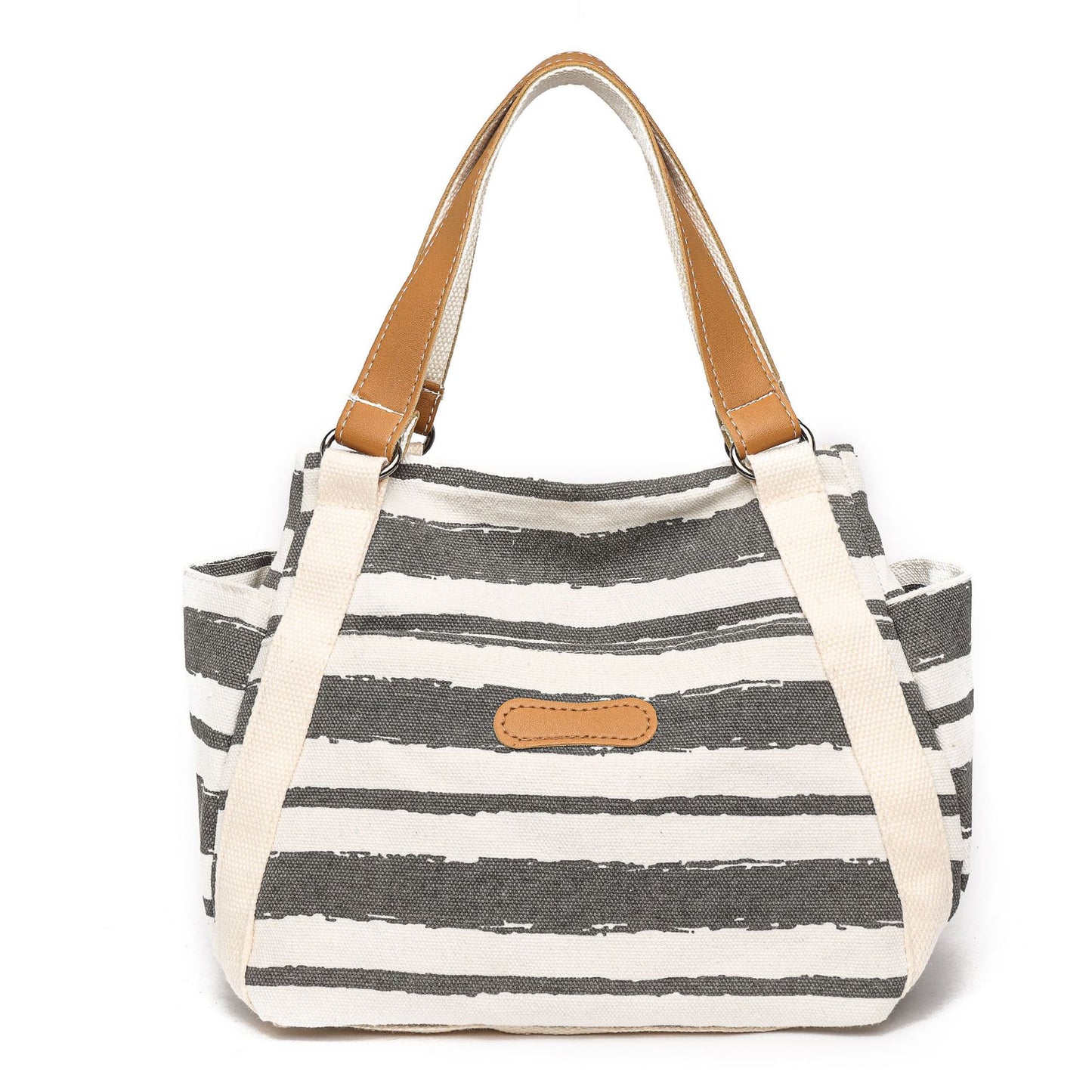 New high-value handbags for women, casual striped canvas bags, lunch bags, three-dimensional handbags, lightweight French women's bags