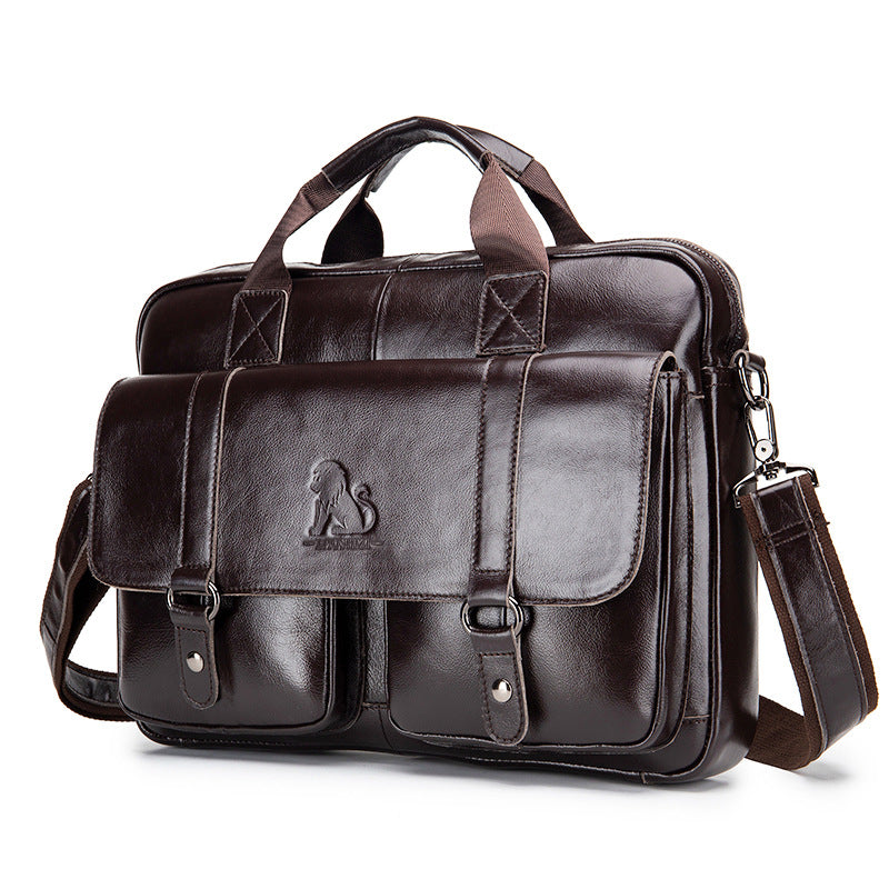 Russia's hot-selling cowhide men's briefcases, top-grain cowhide men's computer bags, business large-capacity handbags