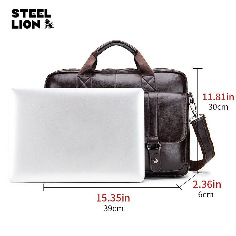 Russia's hot-selling cowhide men's briefcases, top-grain cowhide men's computer bags, business large-capacity handbags