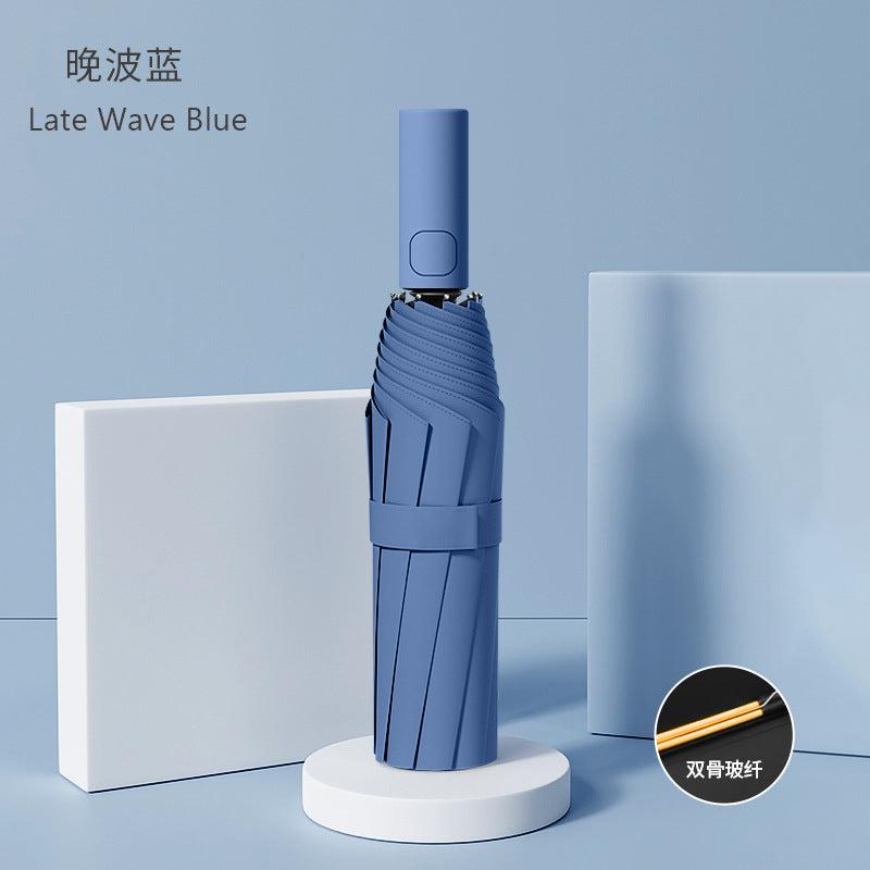 Umbrella automatic 24 rib umbrella wholesale large extra large sun umbrella anti-ultraviolet black plastic female sun protection umbrella factory