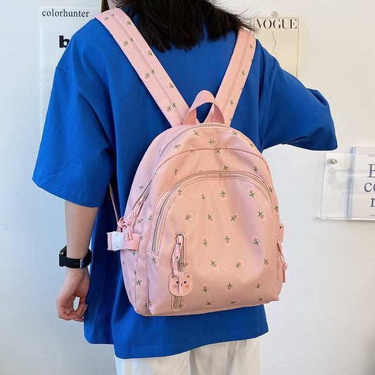 2024 new fashion backpack high-end printed schoolbag middle-aged college students lightweight large capacity cartoon schoolbag female