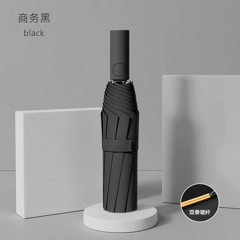 Umbrella automatic 24 rib umbrella wholesale large extra large sun umbrella anti-ultraviolet black plastic female sun protection umbrella factory