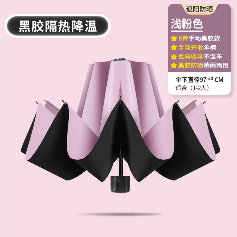Umbrella automatic 24 rib umbrella wholesale large extra large sun umbrella anti-ultraviolet black plastic female sun protection umbrella factory