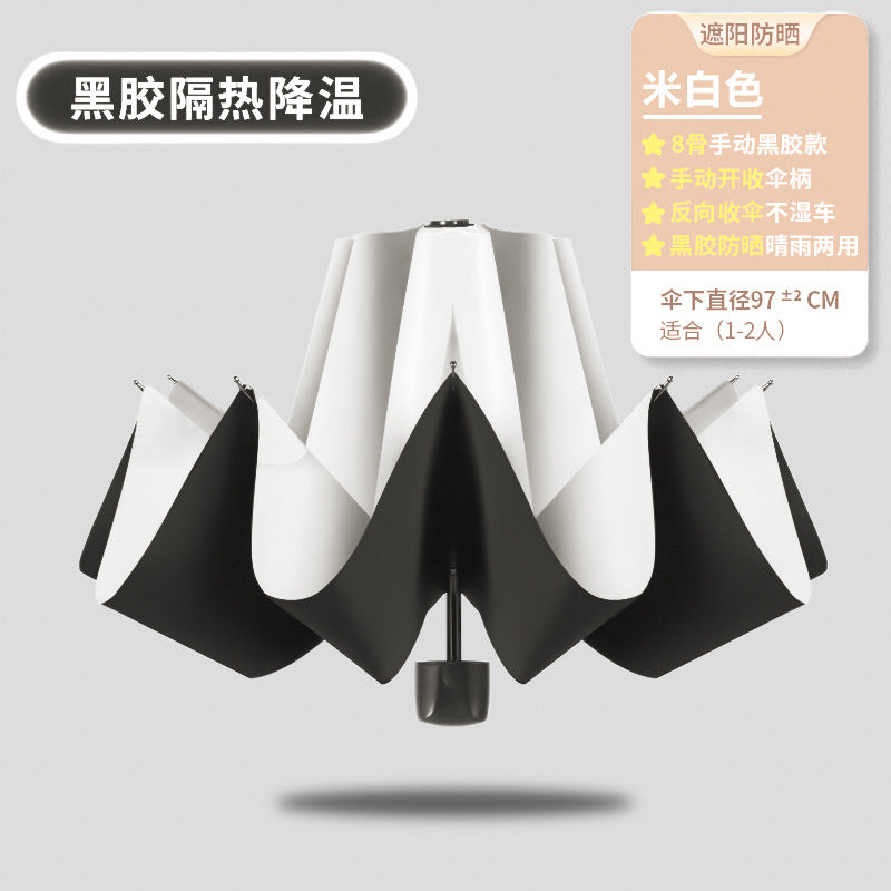 Umbrella automatic 24 rib umbrella wholesale large extra large sun umbrella anti-ultraviolet black plastic female sun protection umbrella factory