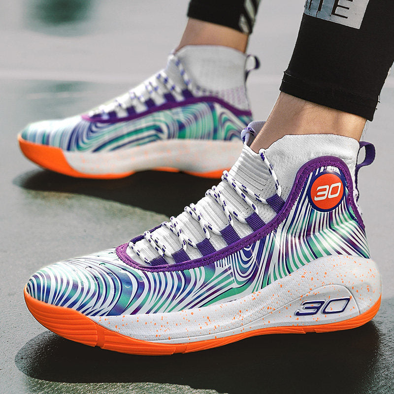 Basketball Shoes Men's High-Top Youth Combat Boots White Shoes White Sneakers High School Primary School Sneakers Female Generation Hair