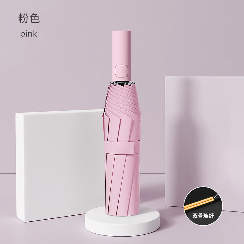 Umbrella automatic 24 rib umbrella wholesale large extra large sun umbrella anti-ultraviolet black plastic female sun protection umbrella factory