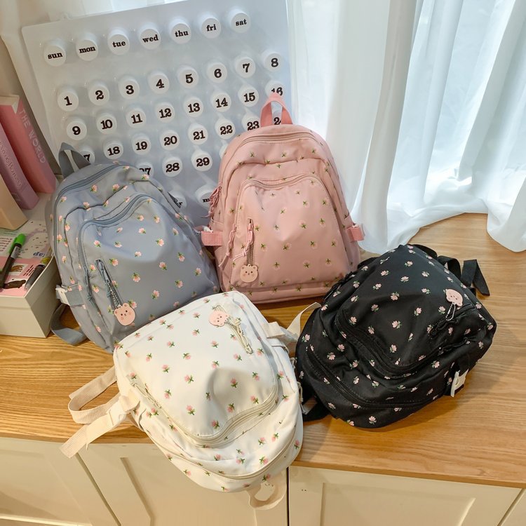 2024 new fashion backpack high-end printed schoolbag middle-aged college students lightweight large capacity cartoon schoolbag female