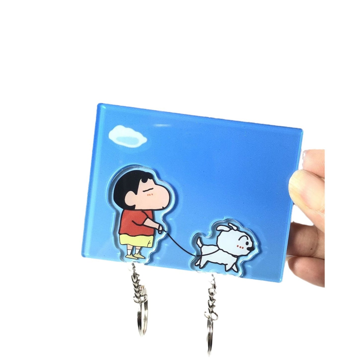 Xiaohongshu same style Crayon Shin-chan keychain new style white wall sticker refrigerator sticker creative cartoon key pendant
