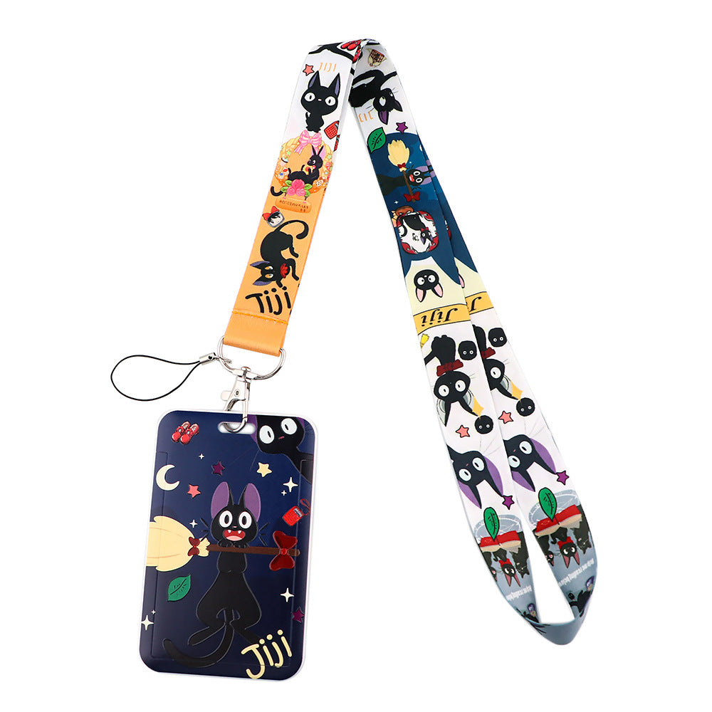 Riman witch and black cat mobile phone lanyard hard card set exhibition work card bus card access card universal protection card