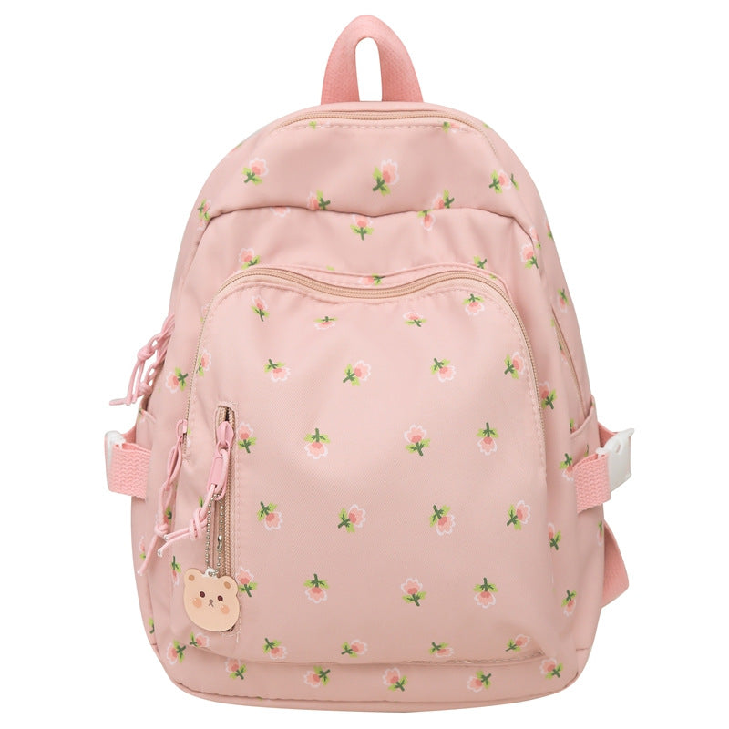 2024 new fashion backpack high-end printed schoolbag middle-aged college students lightweight large capacity cartoon schoolbag female