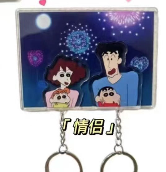Xiaohongshu same style Crayon Shin-chan keychain new style white wall sticker refrigerator sticker creative cartoon key pendant