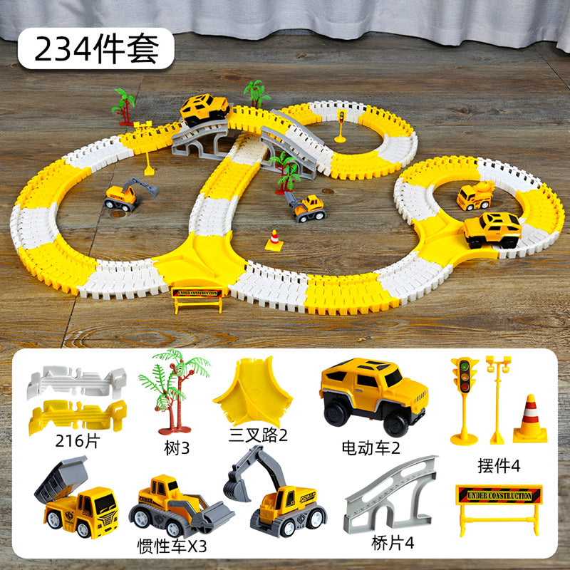 Track car toy car versatile engineering boy children's educational train car electric car adventure
