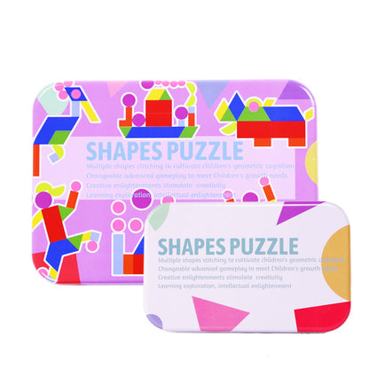 Wooden Geometry Puzzle Set — Tangram Shape Sorting Educational Toy for Kids