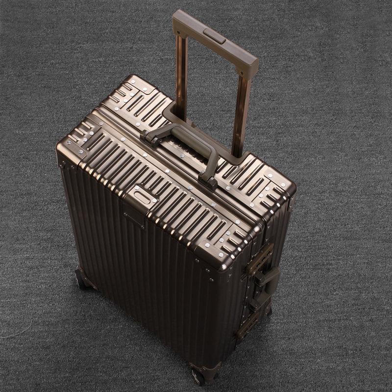 Metal all-aluminum alloy men's and women's trolley suitcase business aluminum-magnesium alloy universal wheel suitcase boarding bag
