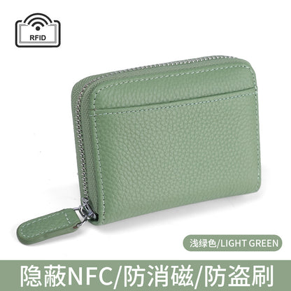 First layer cowhide rfid anti-theft card swipe bag bank card credit card holder business card bag accordion card holder wallet