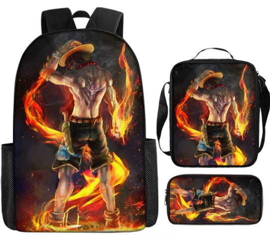 One Piece One Piece Backpack Primary and Secondary School Students Schoolbag One Piece Backpack Cartoon Schoolbag Three-piece Set
