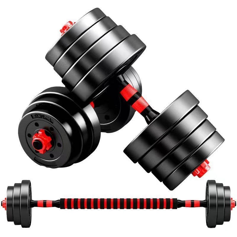 Dumbbell men's home fitness equipment adjustable weight solid 20KG rubber coated barbell set combination detachable