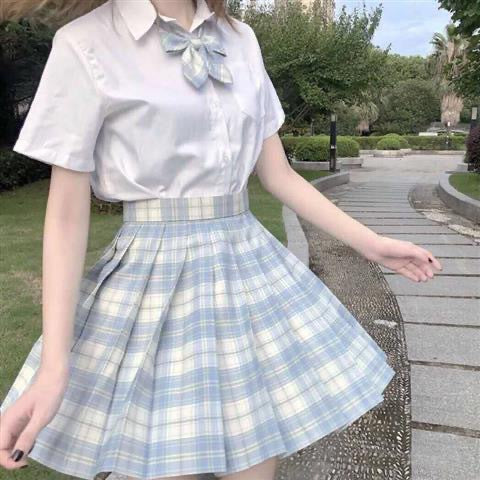 [Smoke ash] JK student suit jk genuine short skirt pleated skirt female college style sailor suit short sleeve basic version