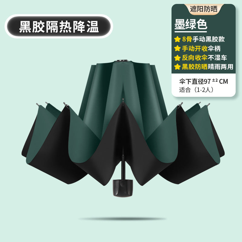 Umbrella automatic 24 rib umbrella wholesale large extra large sun umbrella anti-ultraviolet black plastic female sun protection umbrella factory