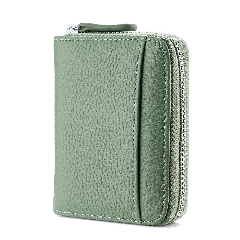 First layer cowhide rfid anti-theft card swipe bag bank card credit card holder business card bag accordion card holder wallet