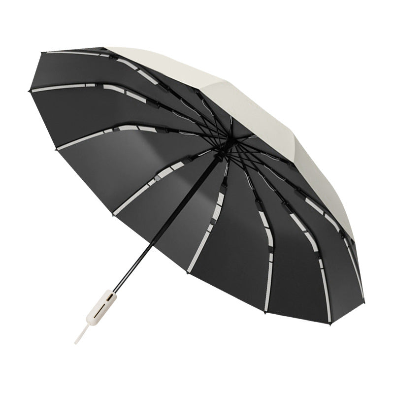 Umbrella automatic 24 rib umbrella wholesale large extra large sun umbrella anti-ultraviolet black plastic female sun protection umbrella factory