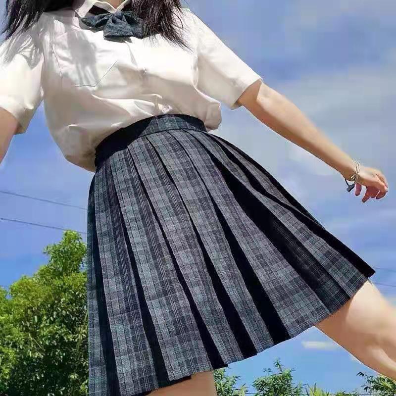 [Smoke ash] JK student suit jk genuine short skirt pleated skirt female college style sailor suit short sleeve basic version