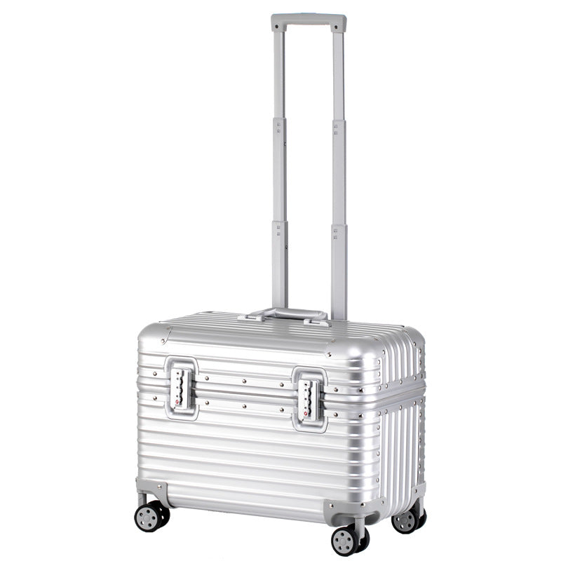 German all-aluminum magnesium alloy flip cover camera long suitcase 18 inch boarding small trolley case men's suitcase