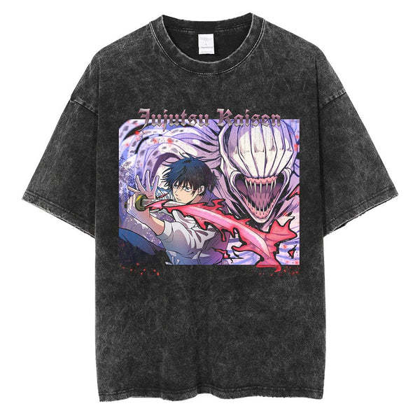 Anime Jujutsu Kaisen T Shirt Vintage Washed T-shirt Gojo Sat