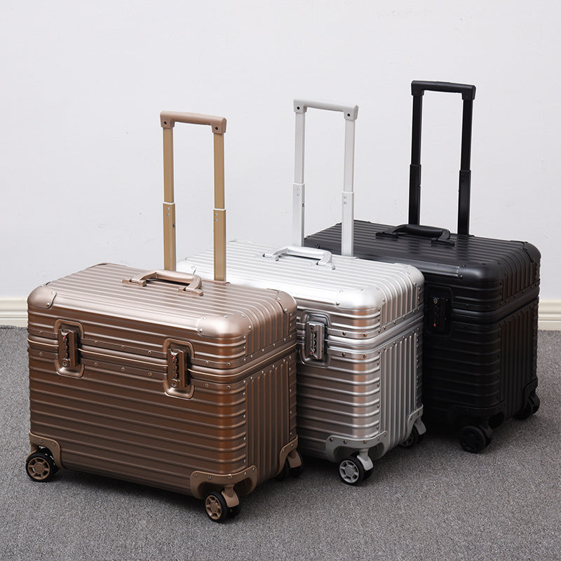 German all-aluminum magnesium alloy flip cover camera long suitcase 18 inch boarding small trolley case men's suitcase