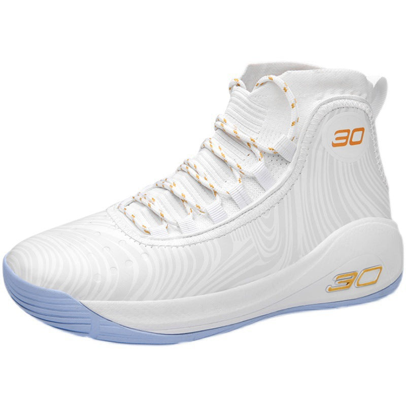 Basketball Shoes Men's High-Top Youth Combat Boots White Shoes White Sneakers High School Primary School Sneakers Female Generation Hair