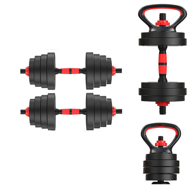 Dumbbell men's home fitness equipment adjustable weight solid 20KG rubber coated barbell set combination detachable