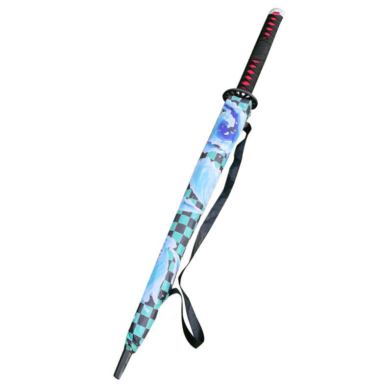 Anime umbrella long handle umbrella knife umbrella anime demon slayer sunny umbrella samurai personality creative umbrella parasol cos