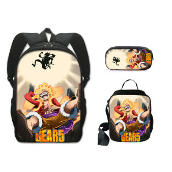 One Piece One Piece Backpack Primary and Secondary School Students Schoolbag One Piece Backpack Cartoon Schoolbag Three-piece Set