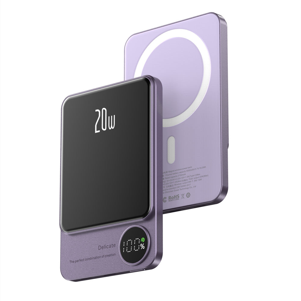 Magsafe magnetic suction power bank 10000 mAh ultra-thin and convenient wireless fast charging back clip power bank wholesale
