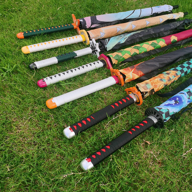 Anime umbrella long handle umbrella knife umbrella anime demon slayer sunny umbrella samurai personality creative umbrella parasol cos