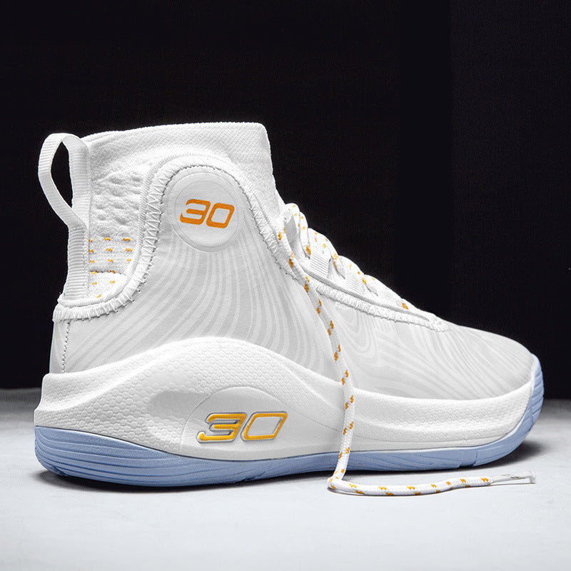 Basketball Shoes Men's High-Top Youth Combat Boots White Shoes White Sneakers High School Primary School Sneakers Female Generation Hair