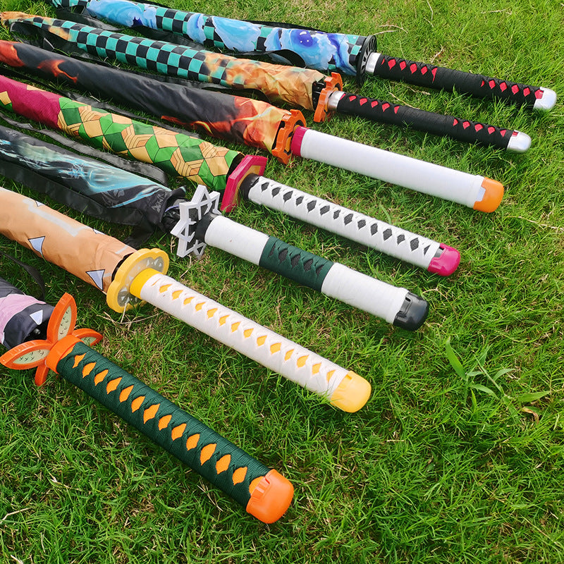 Anime umbrella long handle umbrella knife umbrella anime demon slayer sunny umbrella samurai personality creative umbrella parasol cos