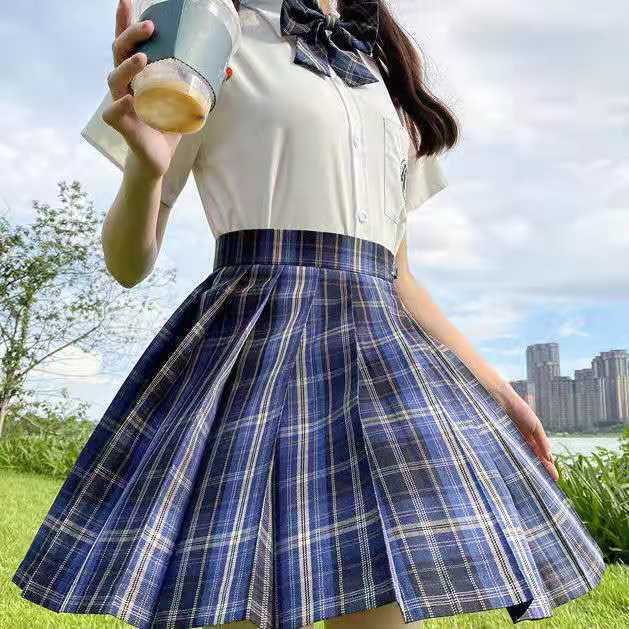 [Smoke ash] JK student suit jk genuine short skirt pleated skirt female college style sailor suit short sleeve basic version