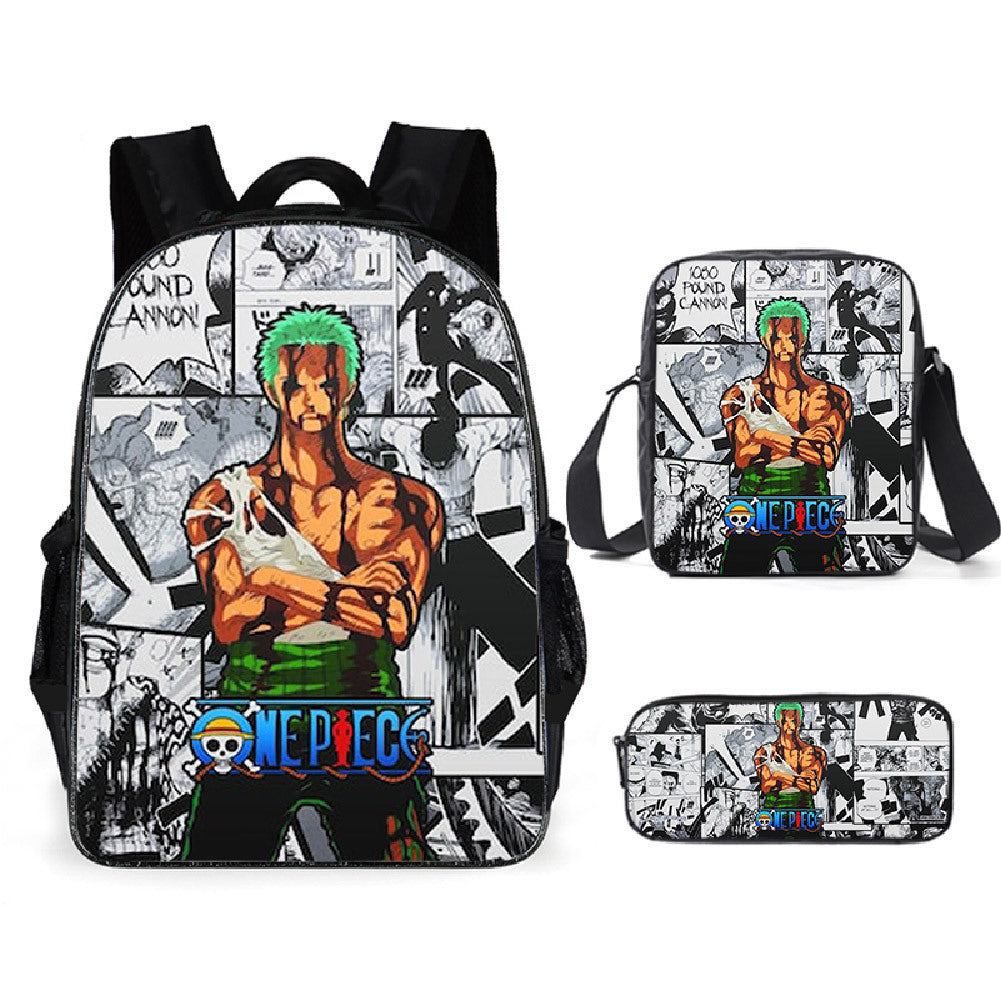 One Piece One Piece Backpack Primary and Secondary School Students Schoolbag One Piece Backpack Cartoon Schoolbag Three-piece Set