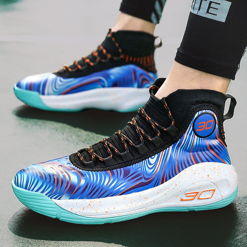 Basketball Shoes Men's High-Top Youth Combat Boots White Shoes White Sneakers High School Primary School Sneakers Female Generation Hair