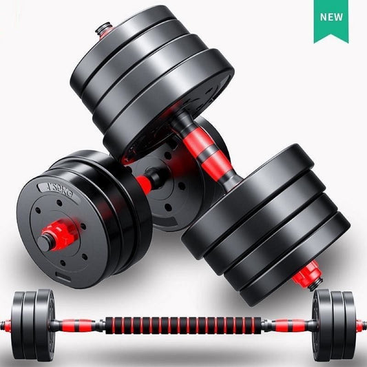 Dumbbell men's home fitness equipment adjustable weight solid 20KG rubber coated barbell set combination detachable