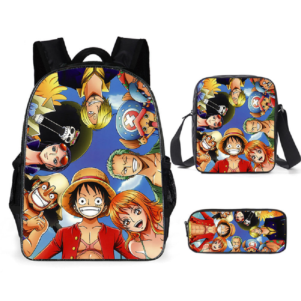 One Piece One Piece Backpack Primary and Secondary School Students Schoolbag One Piece Backpack Cartoon Schoolbag Three-piece Set