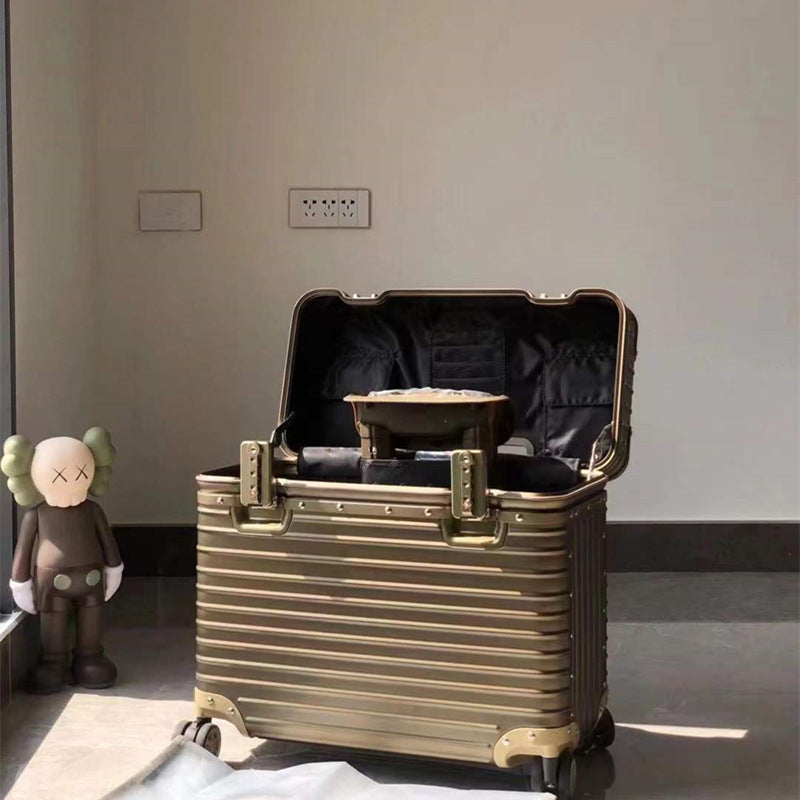 German all-aluminum magnesium alloy flip cover camera long suitcase 18 inch boarding small trolley case men's suitcase