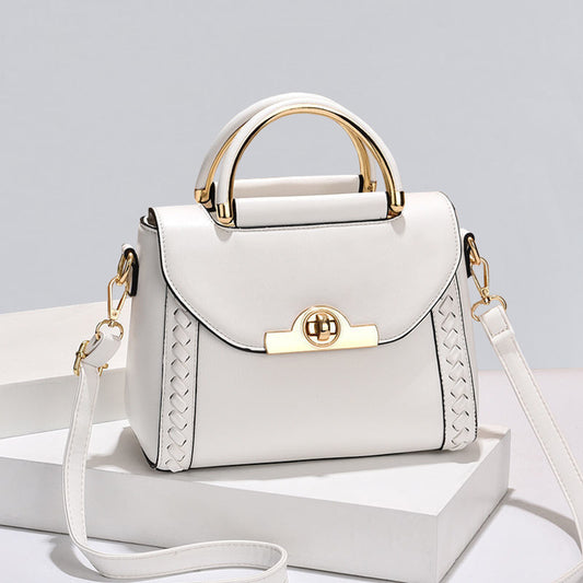 [Women's bags] Woven handbags 2025 new fashion lock small square bag shoulder messenger bag