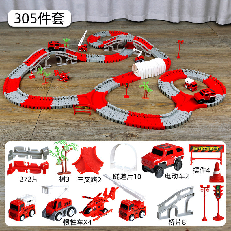 Track car toy car versatile engineering boy children's educational train car electric car adventure
