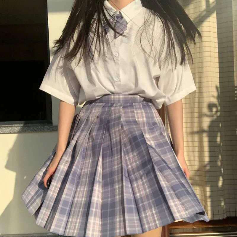[Smoke ash] JK student suit jk genuine short skirt pleated skirt female college style sailor suit short sleeve basic version