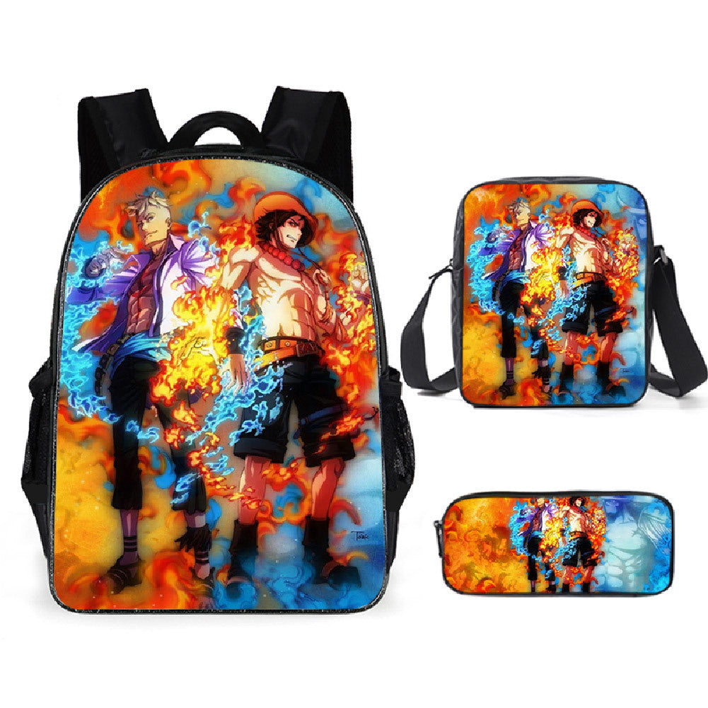 One Piece One Piece Backpack Primary and Secondary School Students Schoolbag One Piece Backpack Cartoon Schoolbag Three-piece Set