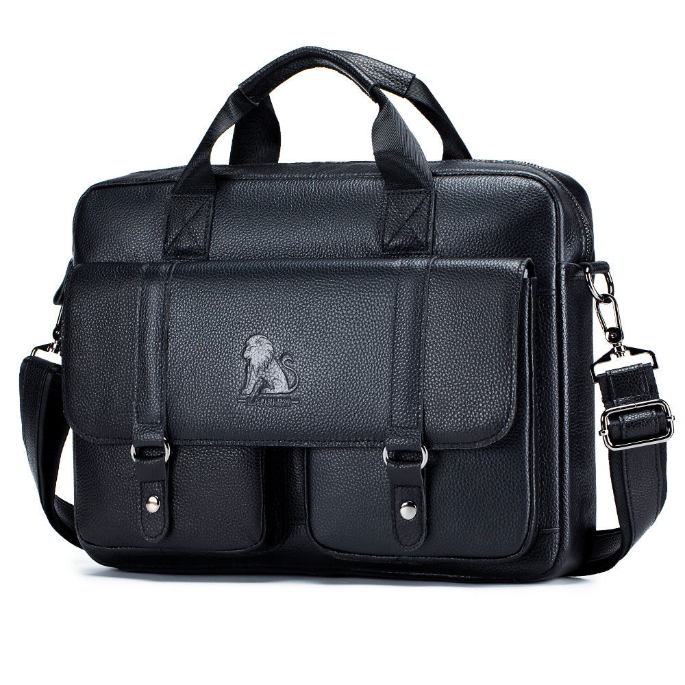 Russia's hot-selling cowhide men's briefcases, top-grain cowhide men's computer bags, business large-capacity handbags